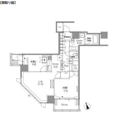 レジディアタワー目黒不動前1611号室の図面