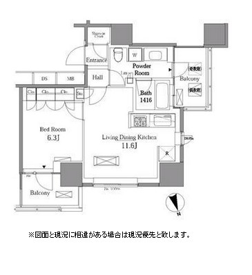 レジディアタワー目黒不動前1703号室の図面