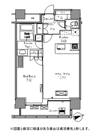レジディアタワー目黒不動前1706号室の図面
