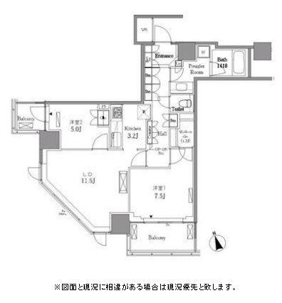 レジディアタワー目黒不動前1711号室の図面