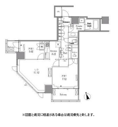 レジディアタワー目黒不動前1911号室の図面