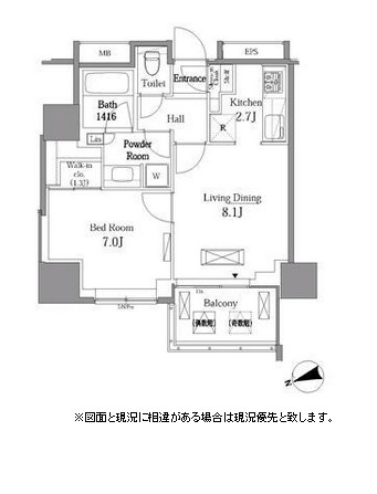 レジディアタワー目黒不動前2202号室の図面