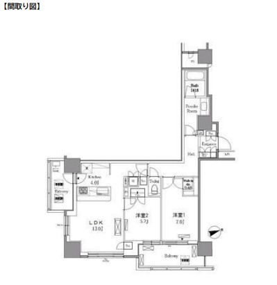 レジディアタワー目黒不動前509号室の図面