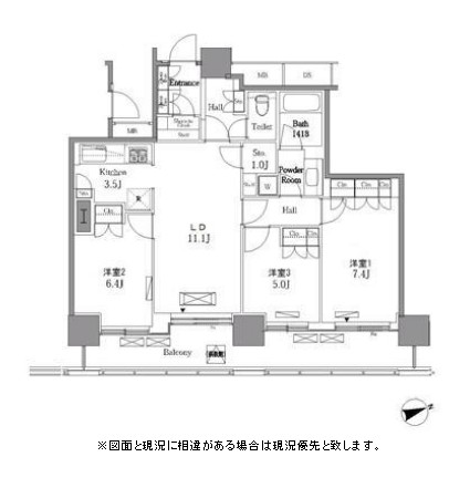 レジディアタワー目黒不動前708号室の図面