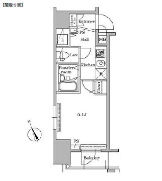レジディア広尾Ⅱ201号室の図面