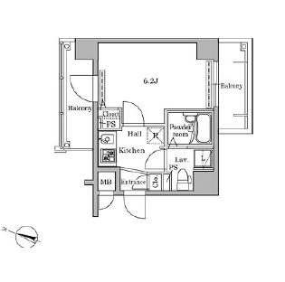 レジディア広尾Ⅱ204号室の図面