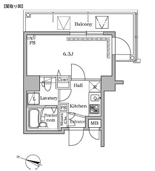 レジディア広尾Ⅱ308号室の図面