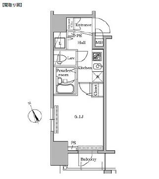レジディア広尾Ⅱ401号室の図面