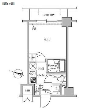 レジディア広尾Ⅱ608号室の図面