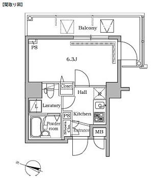 レジディア広尾Ⅱ607号室の図面