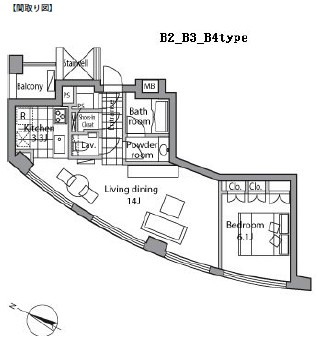 レジディアタワー乃木坂1102号室の図面