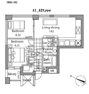レジディアタワー乃木坂1201号室の図面