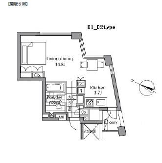 レジディアタワー乃木坂1204号室の図面
