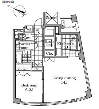 レジディアタワー乃木坂1403号室の図面