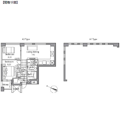 レジディアタワー乃木坂1501号室の図面