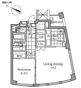 レジディアタワー乃木坂1503号室の図面