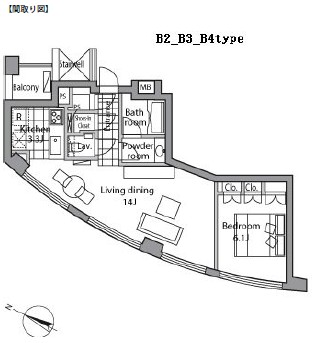 レジディアタワー乃木坂1702号室の図面