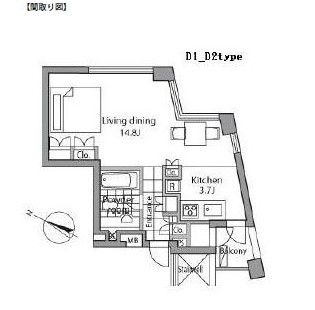 レジディアタワー乃木坂304号室の図面