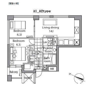 レジディアタワー乃木坂401号室の図面
