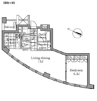 レジディアタワー乃木坂402号室の図面