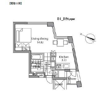 レジディアタワー乃木坂404号室の図面