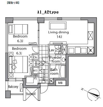 レジディアタワー乃木坂501号室の図面