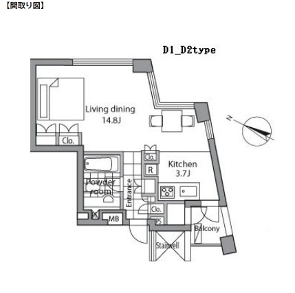 レジディアタワー乃木坂504号室の図面