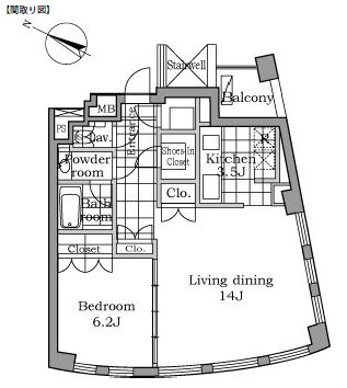 レジディアタワー乃木坂603号室の図面