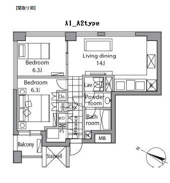 レジディアタワー乃木坂701号室の図面