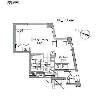レジディアタワー乃木坂804号室の図面