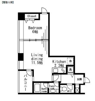 レジディアタワー麻布十番1206号室の図面