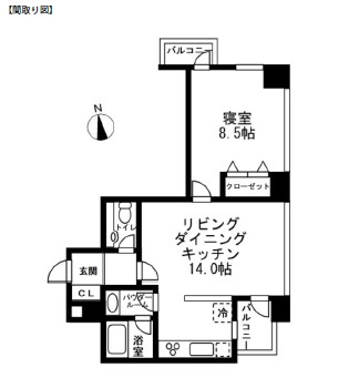 レジディアタワー麻布十番1801号室の図面