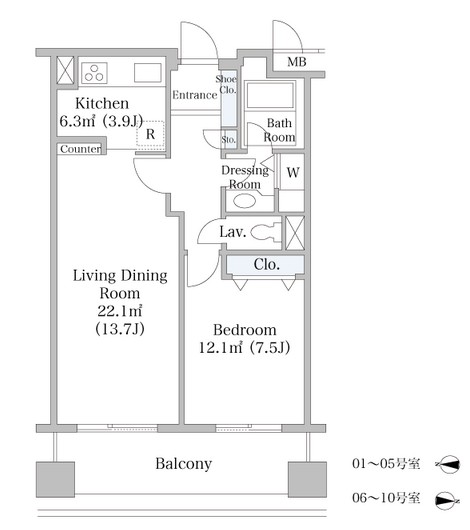 ヨコソーレインボータワーハイツ1403号室の図面