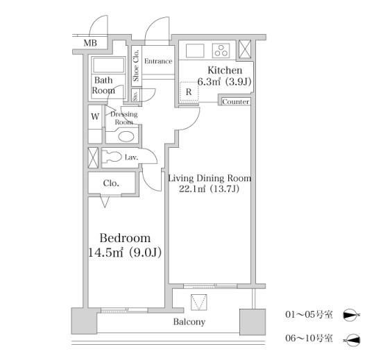 ヨコソーレインボータワーハイツ1702号室の図面
