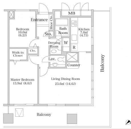 ヨコソーレインボータワーハイツ1805号室の図面