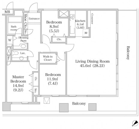 ヨコソーレインボータワーハイツ1904号室の図面