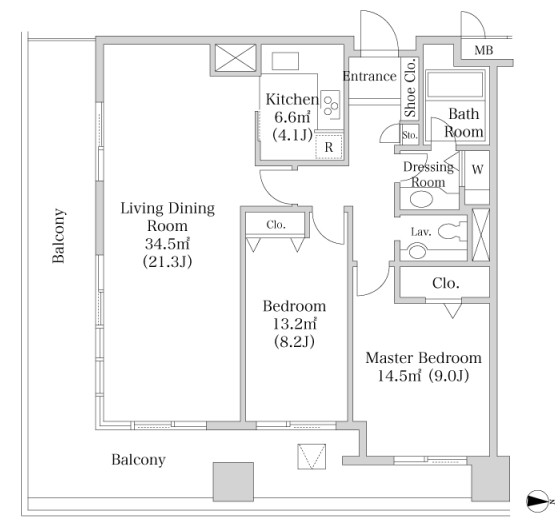 ヨコソーレインボータワーハイツ2008号室の図面