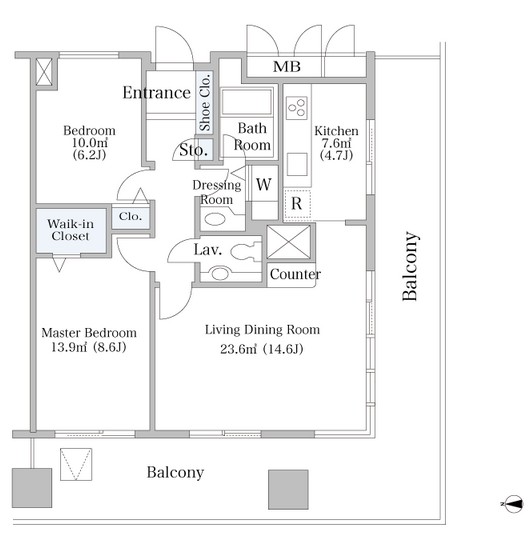 ヨコソーレインボータワーハイツ2303号室の図面