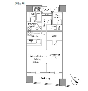 レジディア恵比寿Ⅱ1402号室の図面