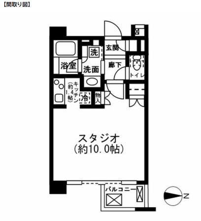 レジディア新宿イーストⅡ308号室の図面