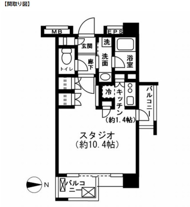 レジディア新宿イーストⅡ401号室の図面