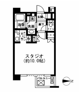 レジディア新宿イーストⅡ508号室の図面
