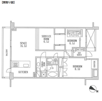 レジディア北新宿304号室の図面
