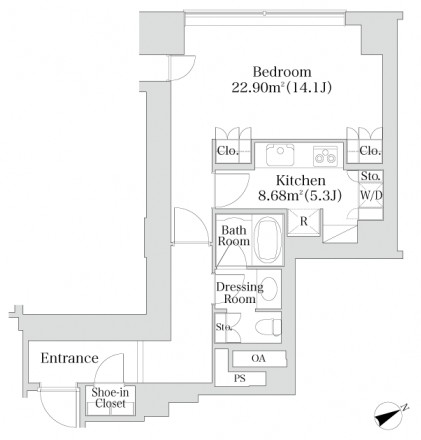 プラティーヌ西新宿1109号室の図面