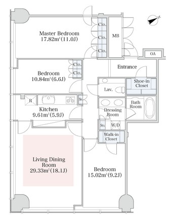 プラティーヌ西新宿1204号室の図面