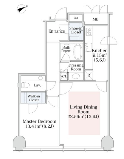 プラティーヌ西新宿1205号室の図面