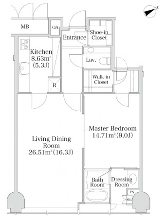 プラティーヌ西新宿1207号室の図面