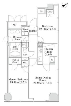 プラティーヌ西新宿1208号室の図面
