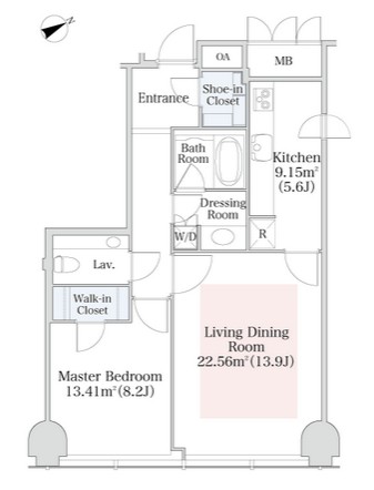 プラティーヌ西新宿1305号室の図面