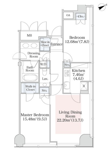 プラティーヌ西新宿1308号室の図面